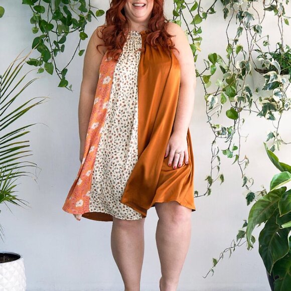NEW Tamara Malas Sahara Dress Satin Orange Floral Size 14 16 Plus Size